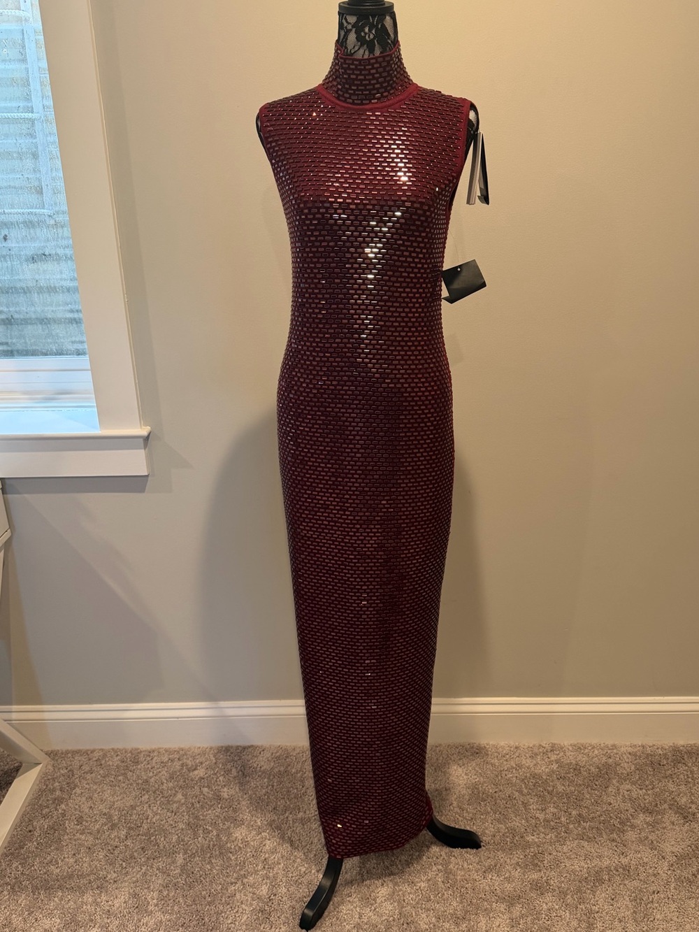 Retrofete Burgundy Sequin Maxi Dress - Picture 11 of 16